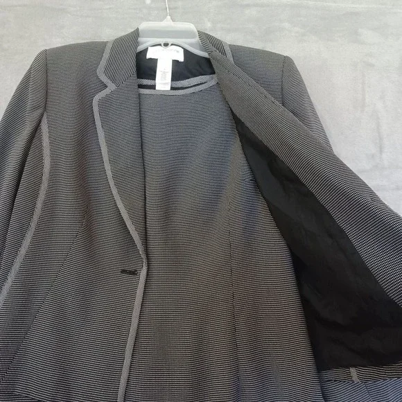 Liz Claiborne Sz 8 Suit Blazer Dress Knee Length Shift Academia Career Wear Gray - Picture 11 of 11